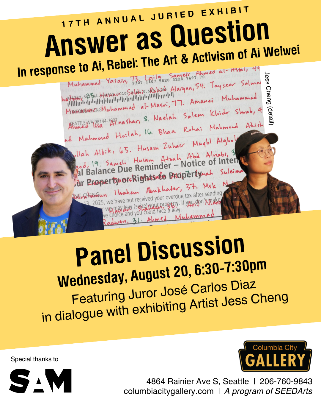 Answer As Question: Panel Discussion with Curator - Columbia City Gallery